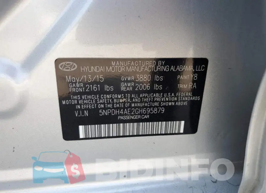 5NPDH4AE2GH695879 Photo# 10