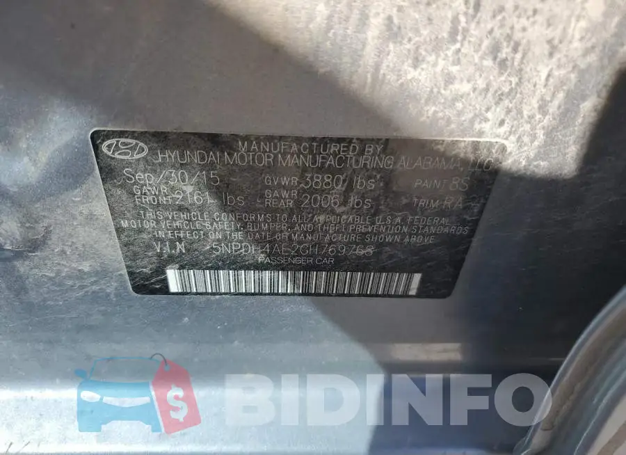 5NPDH4AE2GH769768 Photo# 10