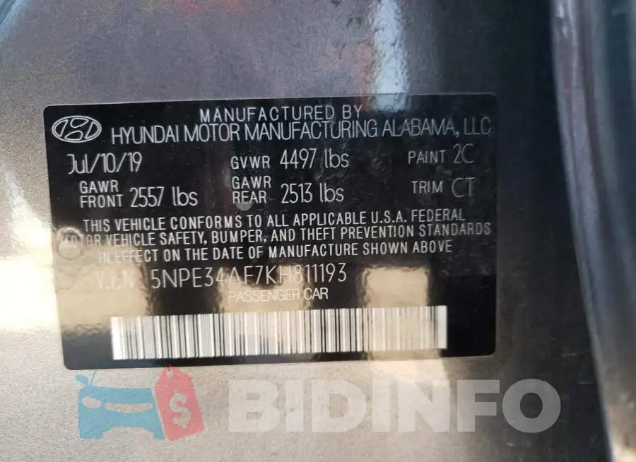 5NPE34AF7KH811193 Photo# 10
