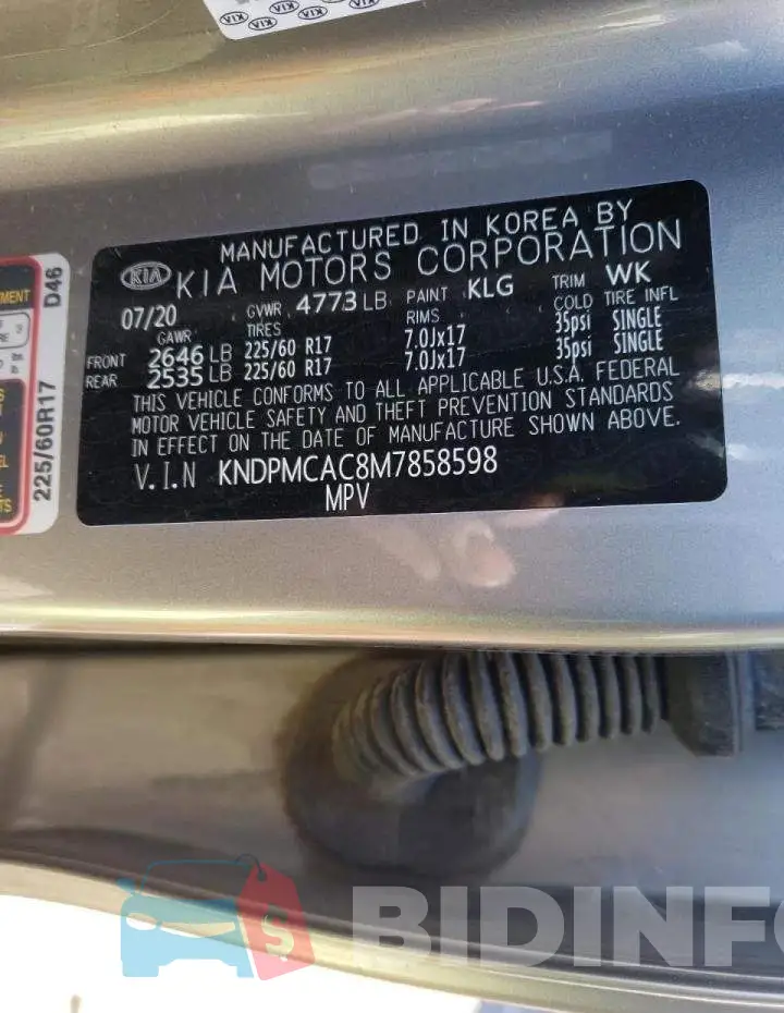 KNDPMCAC8M7858598 Photo# 10