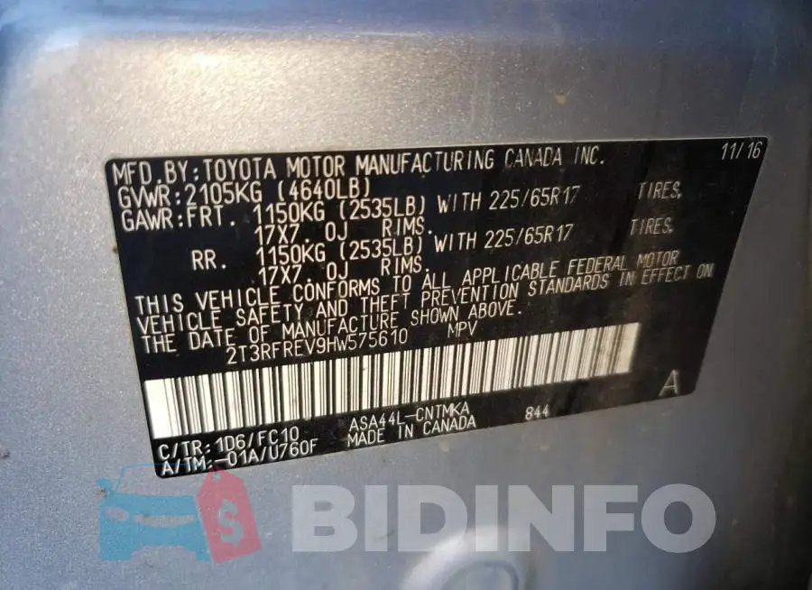 2T3RFREV9HW575610 Photo# 10