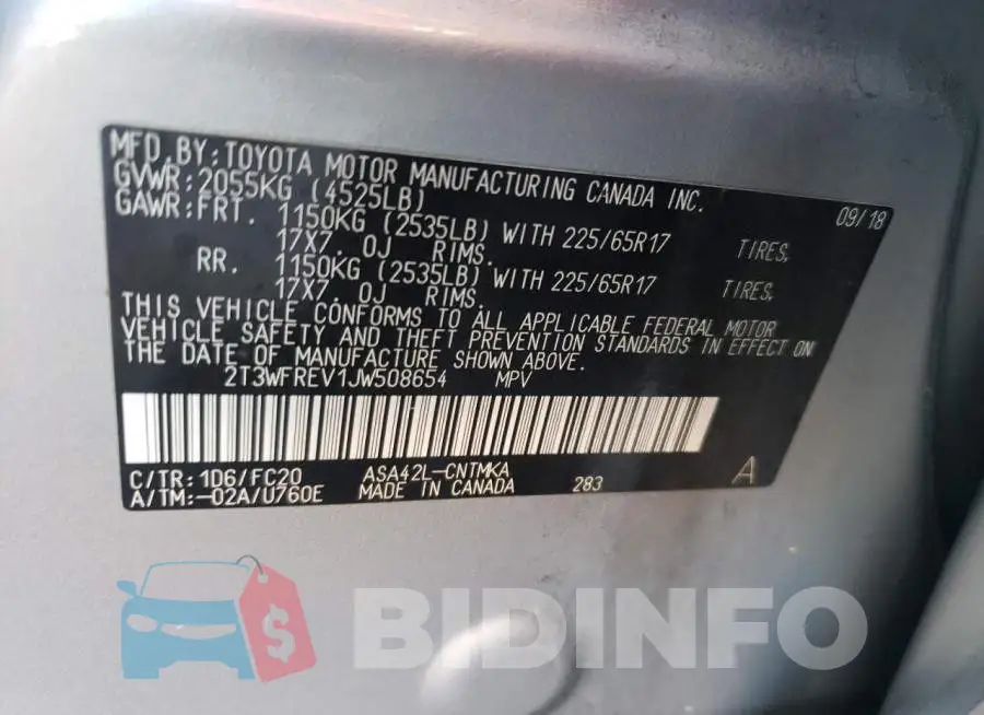 2T3WFREV1JW508654 Photo# 10