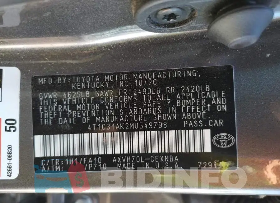 4T1C31AK2MU549798 Photo# 10