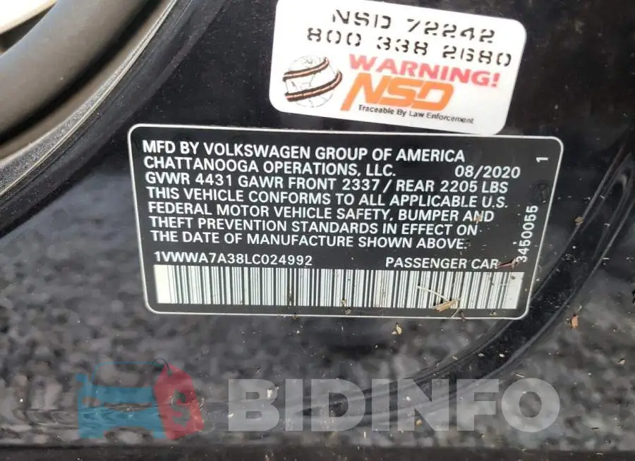 1VWWA7A38LC024992 Photo# 10