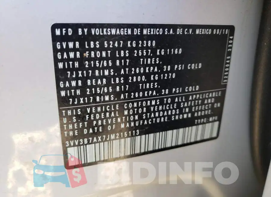 3VV3B7AX7JM215113 Photo# 10
