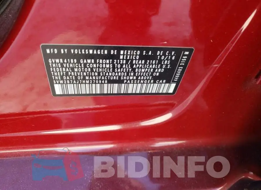 3VW2B7AJ7HM270948 Photo# 10