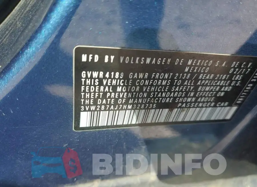 3VW2B7AJ7HM328735 Photo# 10