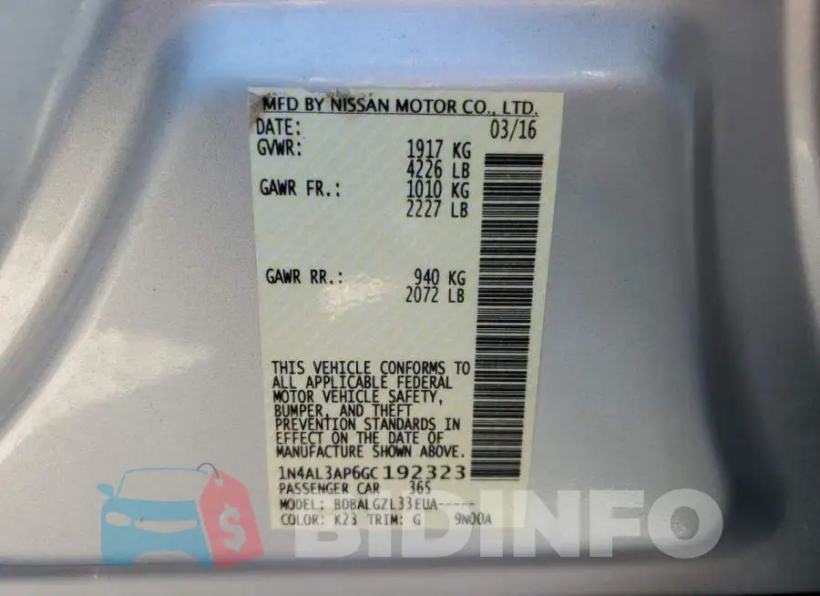 1N4AL3AP6GC192323 Photo# 10