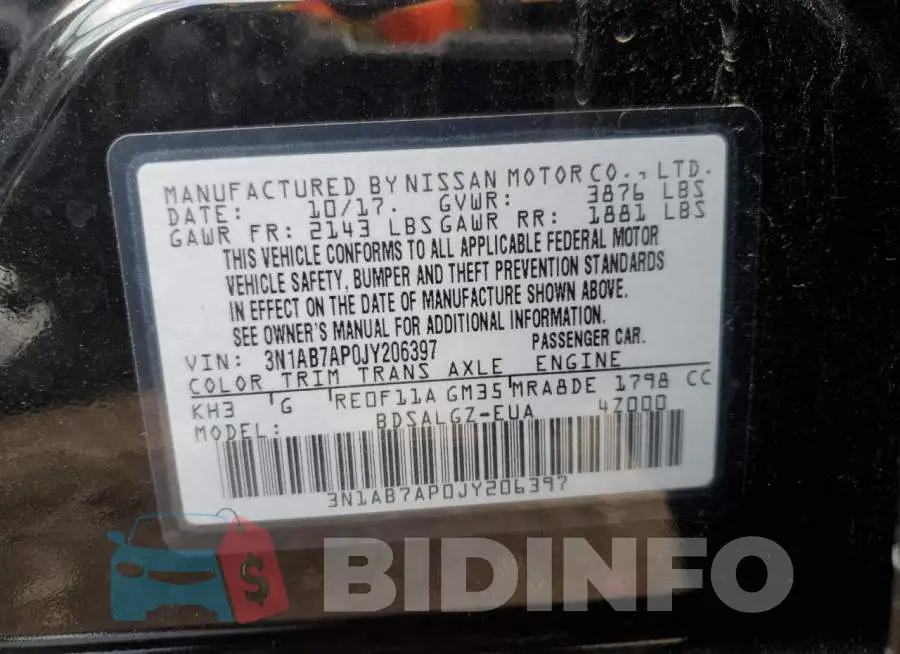 3N1AB7AP0JY206397 Photo# 10
