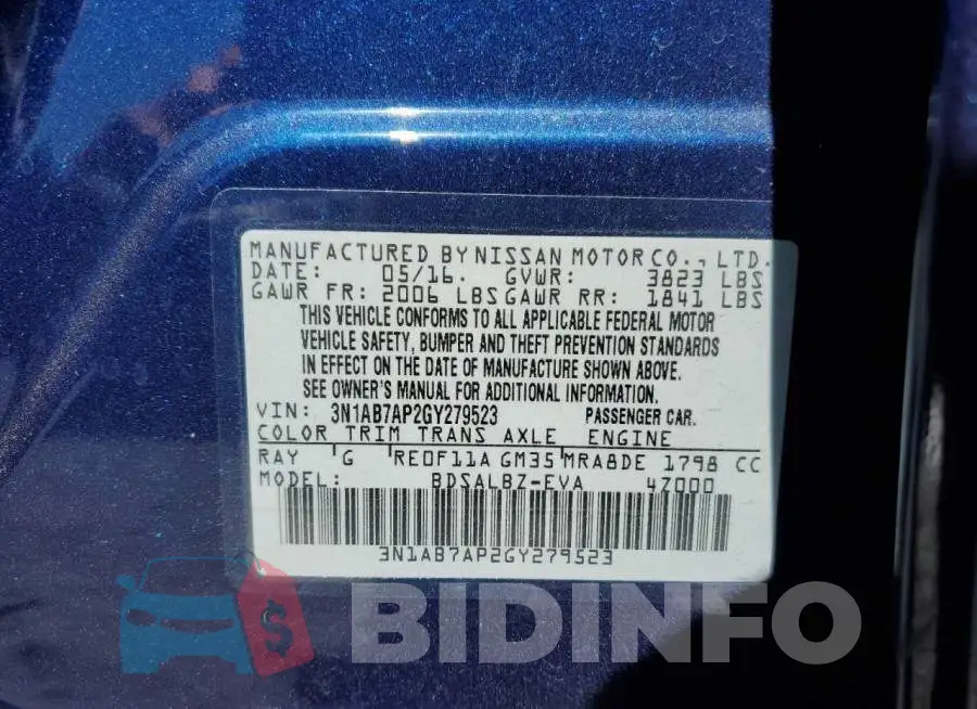 3N1AB7AP2GY279523 Photo# 10