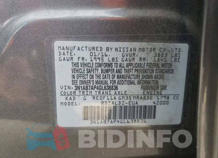 3N1AB7AP4GL638836 Photo# 12