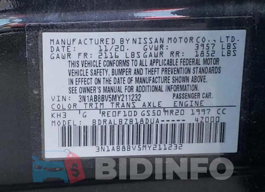 3N1AB8BV5MY211232 Photo# 10