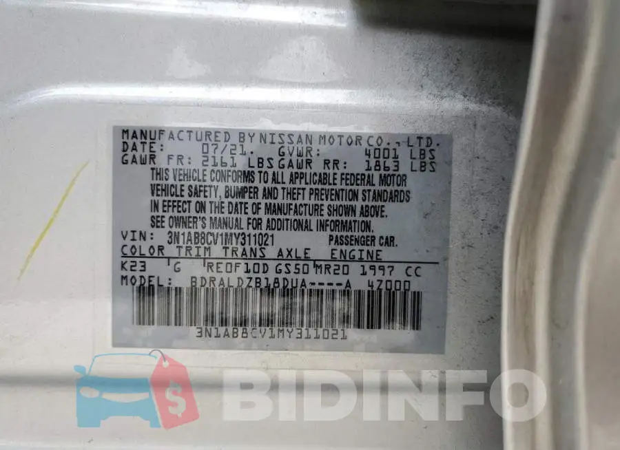 3N1AB8CV1MY311021 Photo# 10