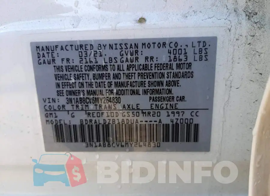 3N1AB8CV6MY264830 Photo# 10