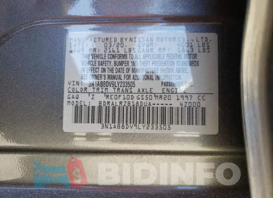 3N1AB8DV9LY233505 Photo# 10