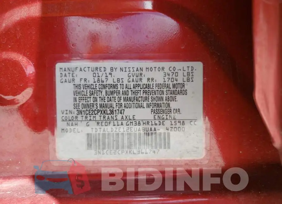 3N1CE2CPXKL361747 Photo# 10