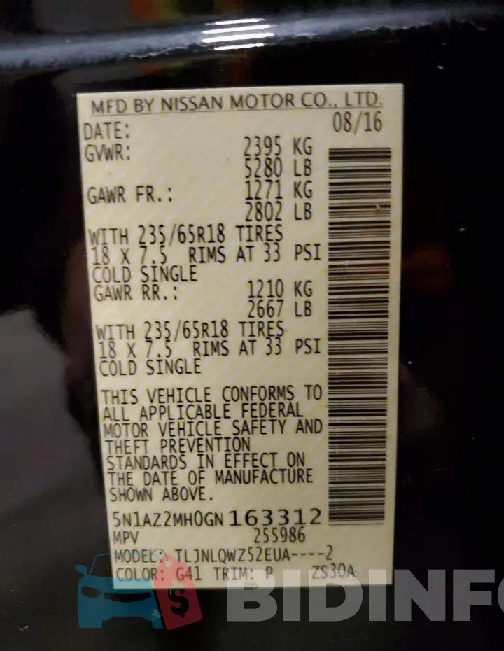 5N1AZ2MH0GN163312 Photo# 10