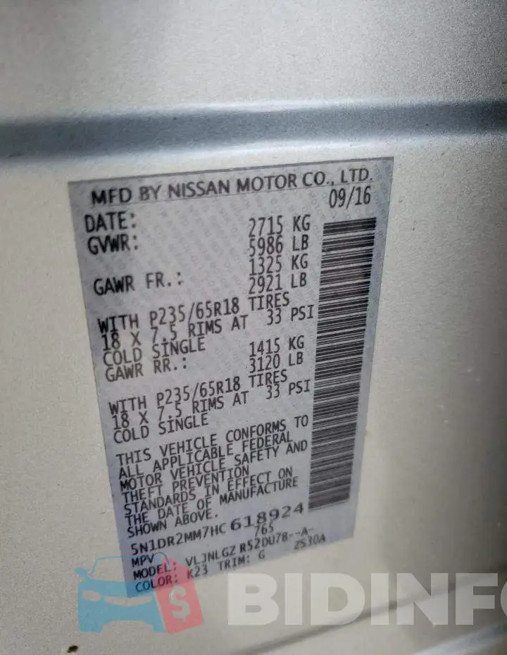 5N1DR2MM7HC618924 Photo# 10