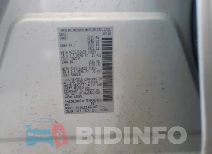 5N1DR2MM7KC590081 Photo# 10