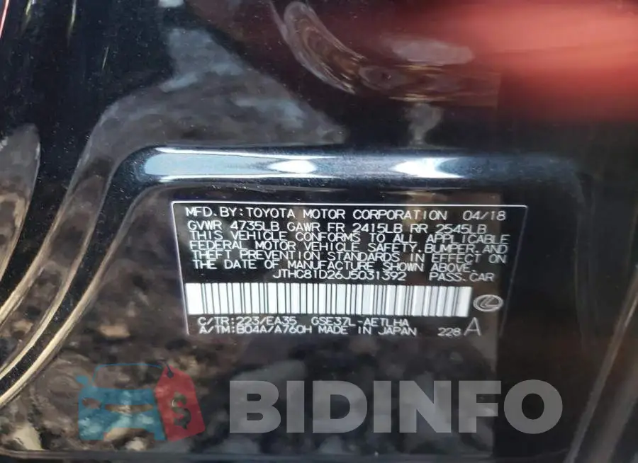 JTHC81D26J5031392 Photo# 10