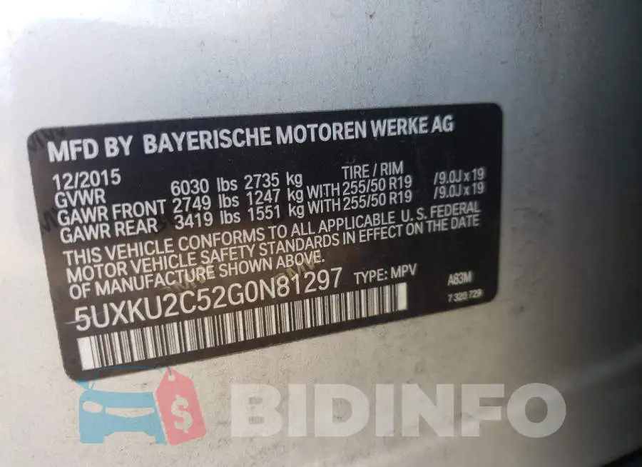 5UXKU2C52G0N81297 Photo# 10