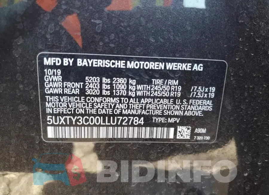 5UXTY3C00LLU72784 Photo# 10