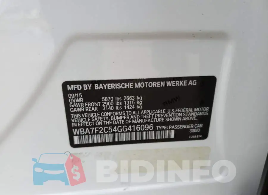 WBA7F2C54GG416096 Photo# 10