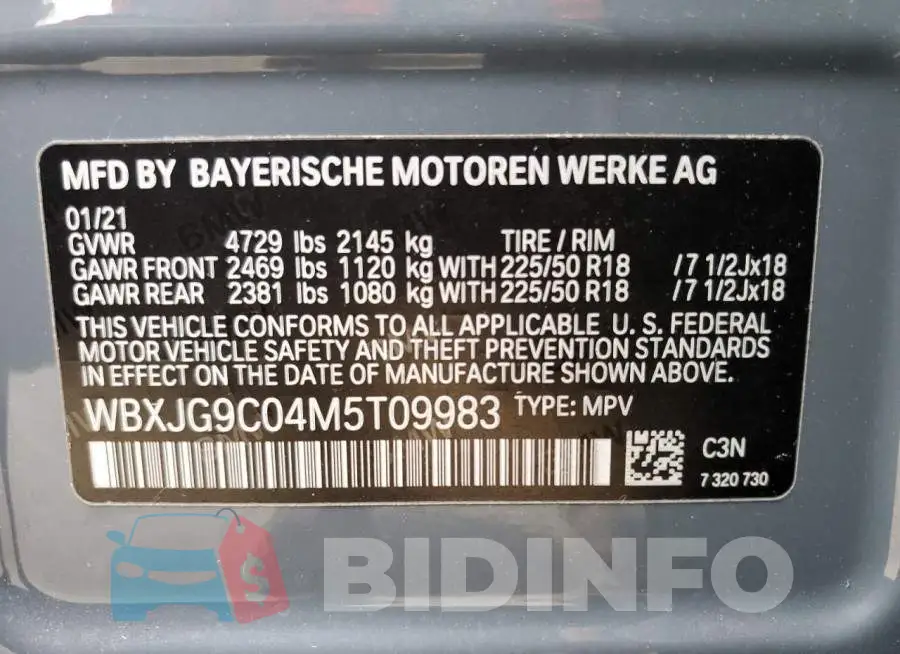 WBXJG9C04M5T09983 Photo# 10