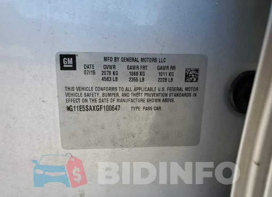 1G11E5SAXGF100647 Photo# 10