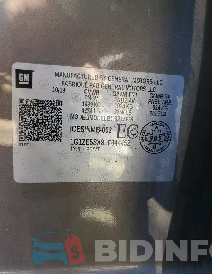 1G1ZE5SX8LF044452 Photo# 13