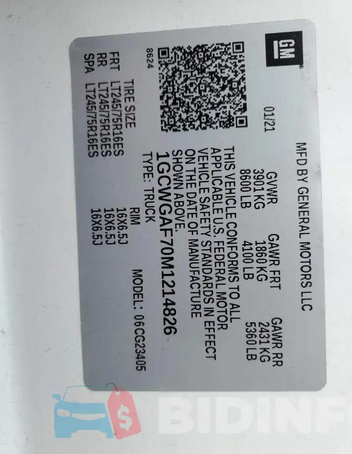 1GCWGAF70M1214826 Photo# 10