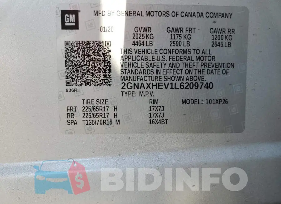 2GNAXHEV1L6209740 Photo# 10