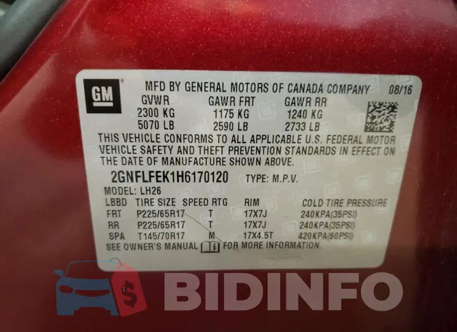 2GNFLFEK1H6170120 Photo# 10