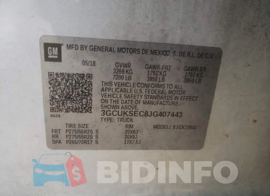 3GCUKSEC8JG407443 Photo# 10