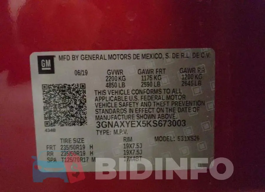 3GNAXYEX5KS673003 Photo# 10