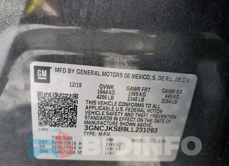 3GNCJKSB9LL231093 Photo# 10