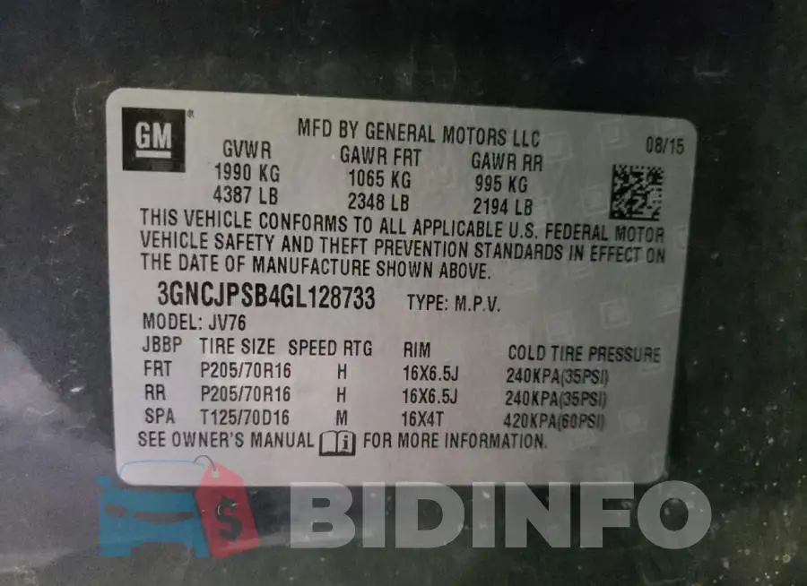 3GNCJPSB4GL128733 Photo# 10