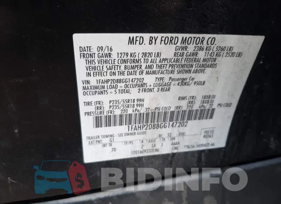 1FAHP2D88GG147202 Photo# 10
