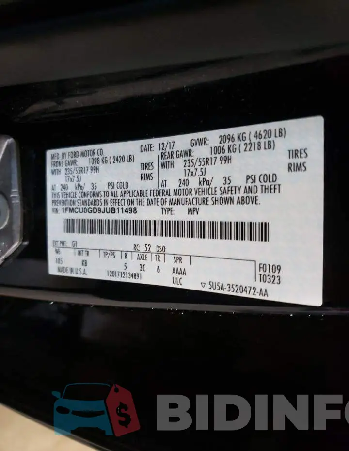 1FMCU0GD9JUB11498 Photo# 10