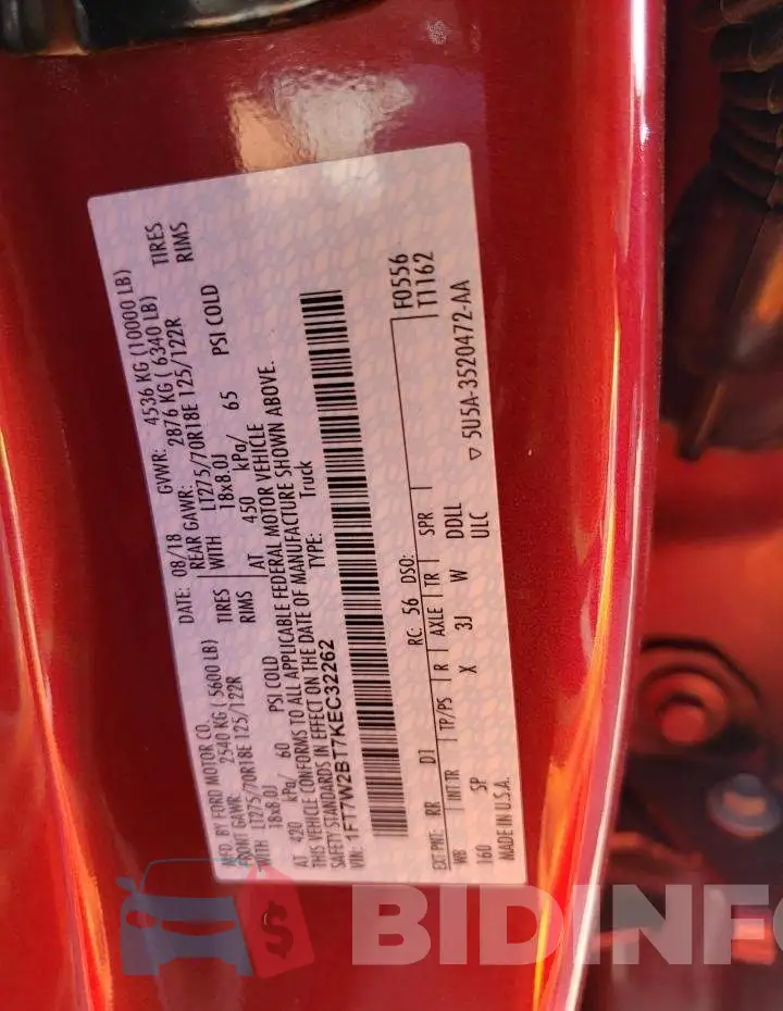 1FT7W2BT7KEC32262 Photo# 12