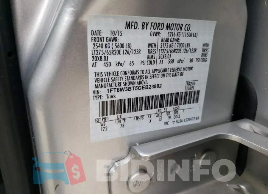 1FT8W3BT5GEB23882 Photo# 10