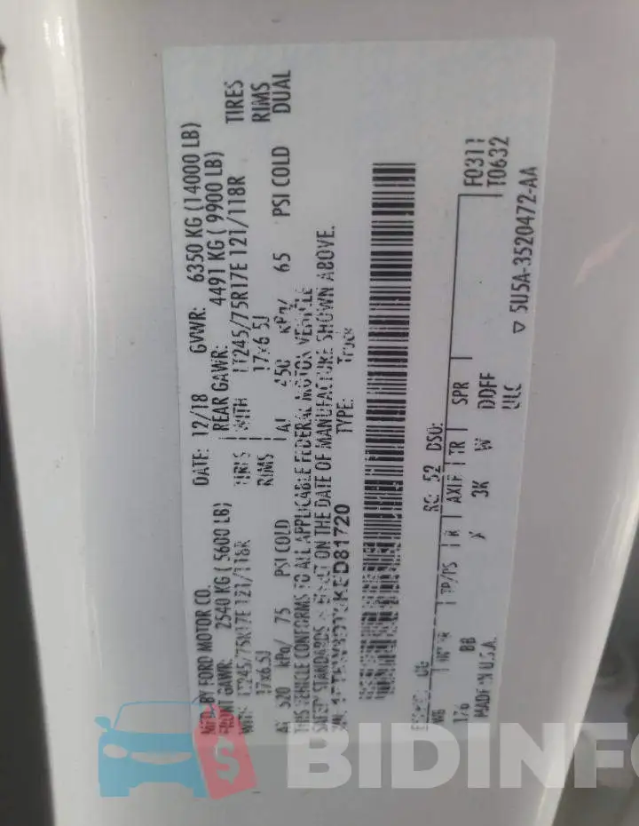 1FT8W3DT0KED81720 Photo# 10