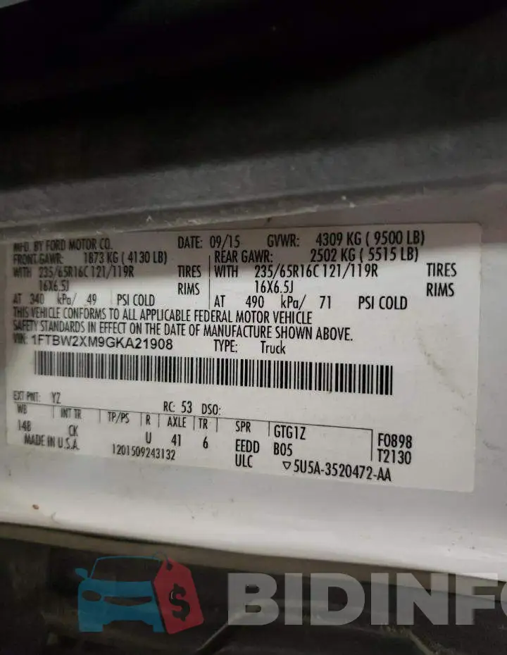 1FTBW2XM9GKA21908 Photo# 10