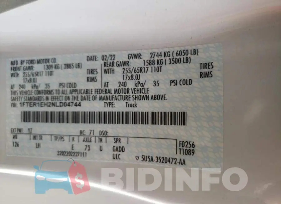 1FTER1EH2NLD04744 Photo# 10