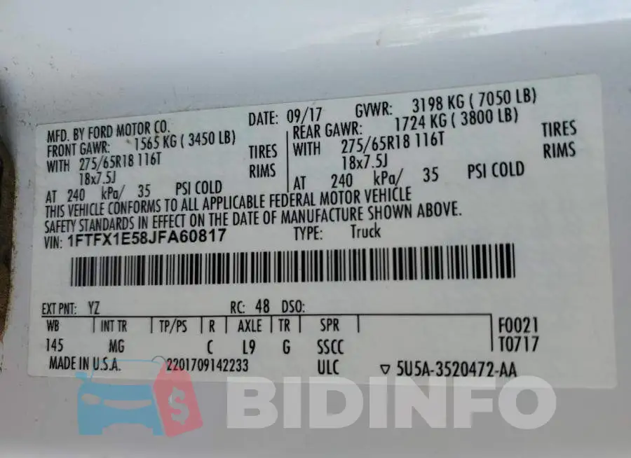 1FTFX1E58JFA60817 Photo# 10