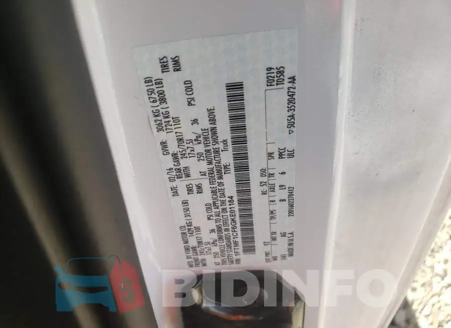 1FTMF1CF6GKE01184 Photo# 10