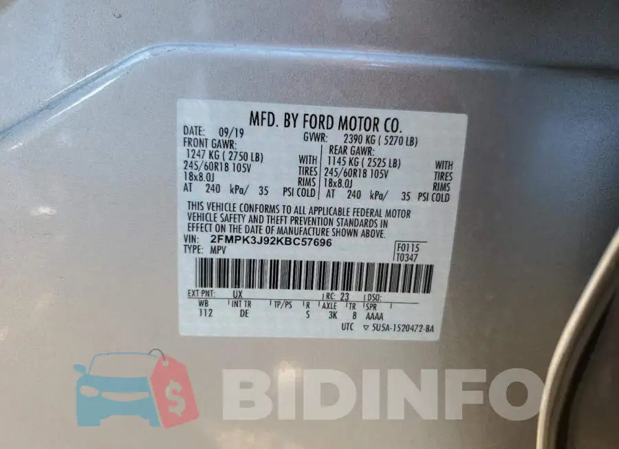 2FMPK3J92KBC57696 Photo# 10
