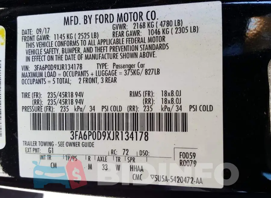 3FA6P0D9XJR134178 Photo# 10
