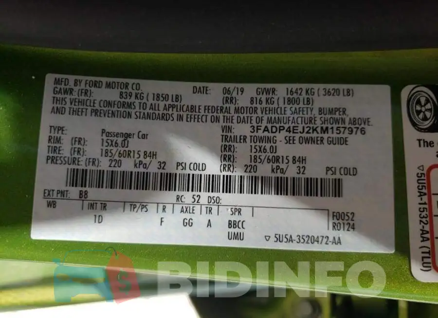 3FADP4EJ2KM157976 Photo# 10