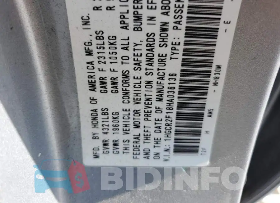 1HGCR2F18HA036136 Photo# 10